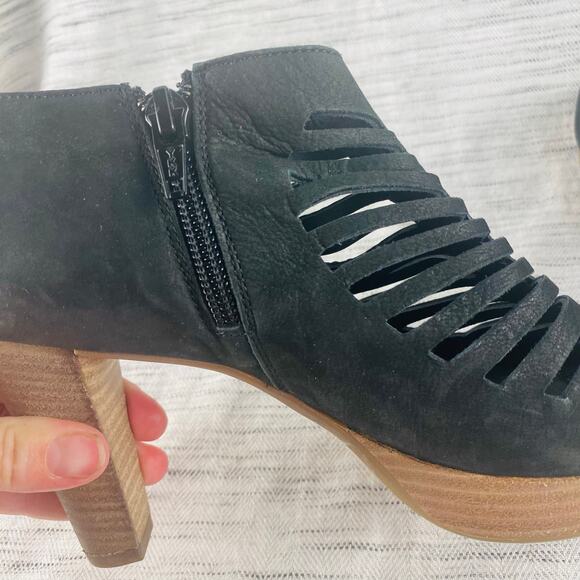 Paul Green Black Tasha Open Toe Laser Cut Platform Heeled Booties Size 5.5 - Picture 8 of 11